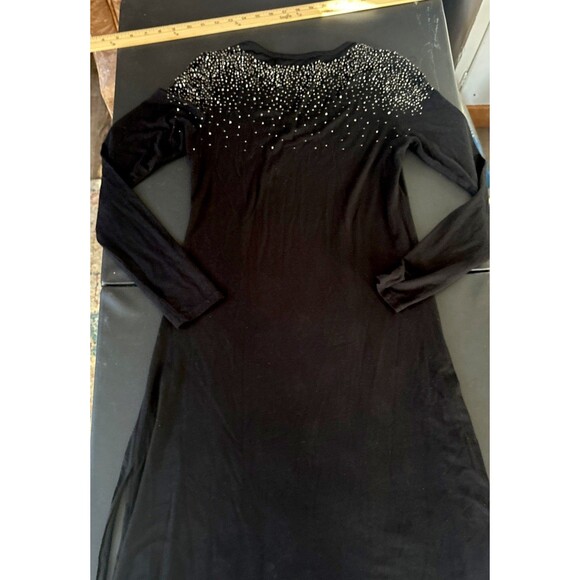 The Pyramid Collection womens small black sheath dress with fringe  Long Sleeve - Picture 6 of 11